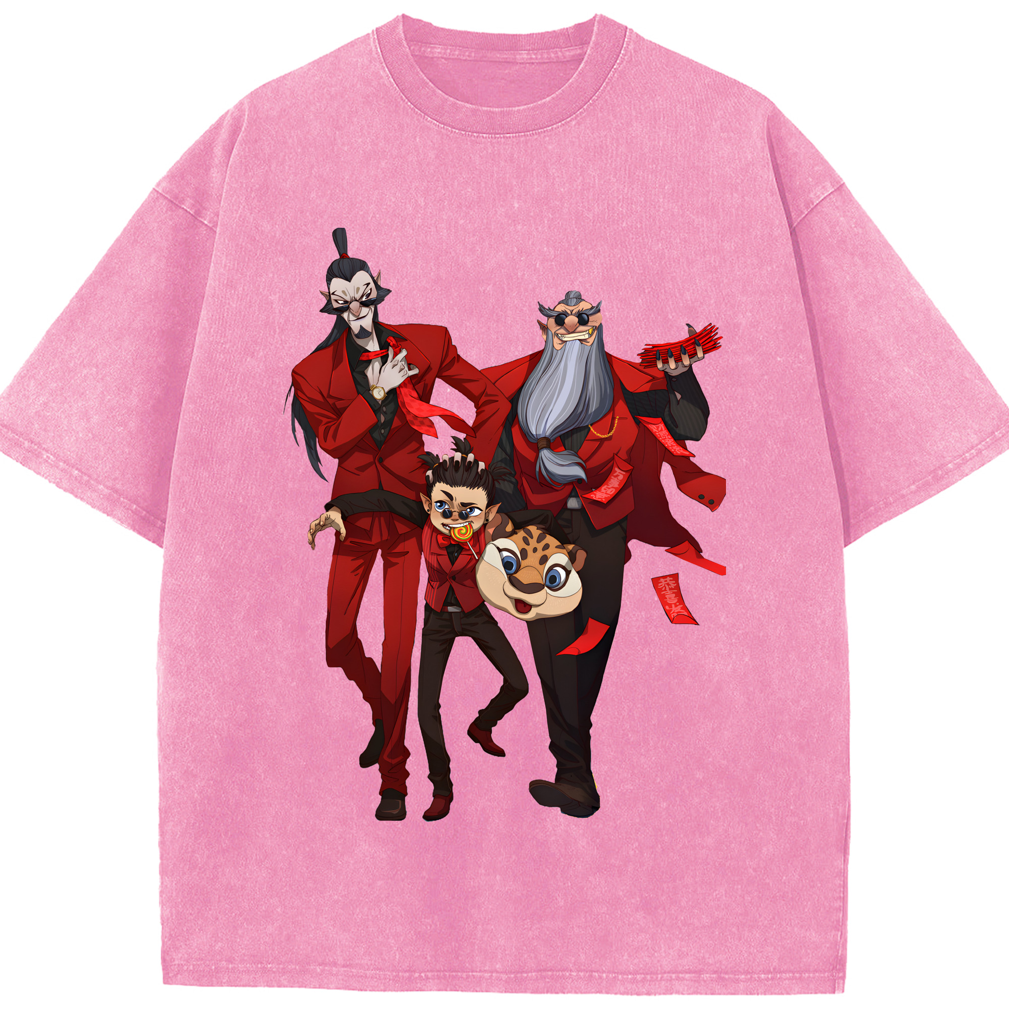 （画像用） Ne Zha 2 ナタ 魔童の大暴れ 綿100% ヴィンテージ風 半袖Tシャツ（フロントプリント）